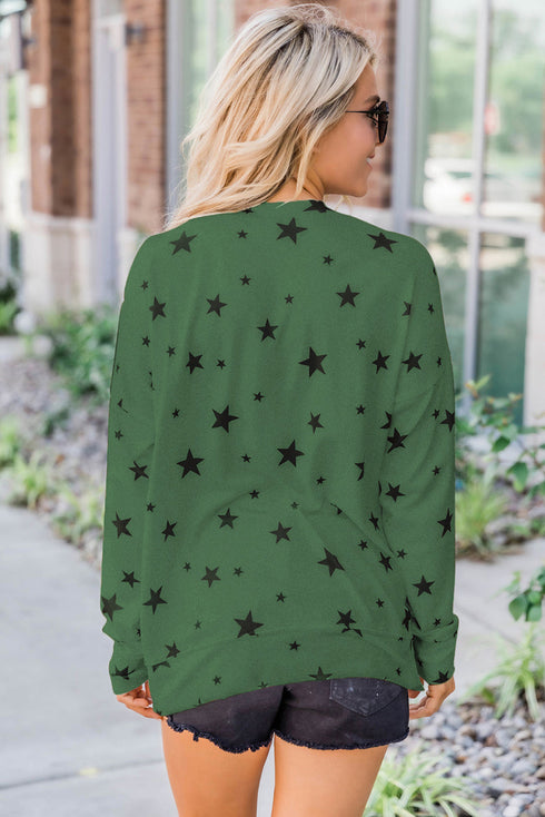 Give A Little Love Crew Neck Star Print Long Sleeve Top